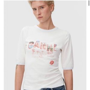 NWT Ganni Logo T-shirt Egret size small